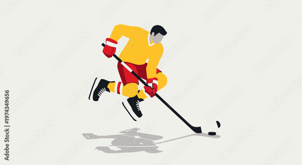 Obraz premium Dynamic Hockey Player In Action On The Ice With Puck