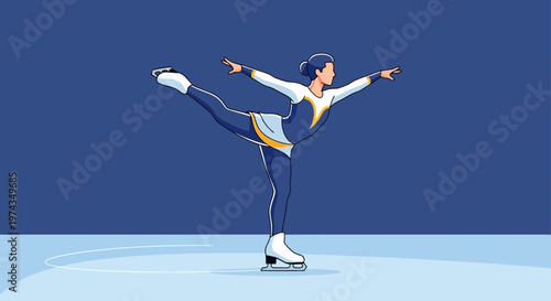 Dynamic Ice Skating Pose Elegance On The Ice