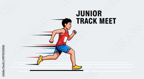 Dynamic Illustration Of A Young Runner In A Competitive Track Meet Event