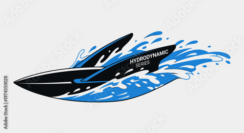 Dynamic Hydrofoil Fin Cutting Through Water Motion Splash