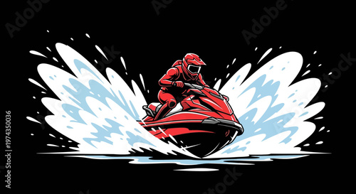 Dynamic Jet Ski Rider Creates Splashy Water Fun Dynamic Action