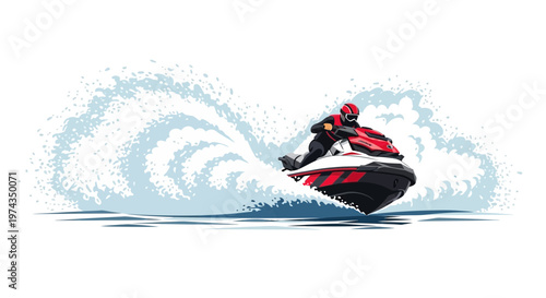 Dynamic Jet Ski Rider Creating Splash on Calm Water