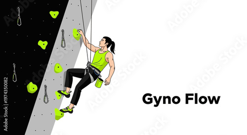 Dynamic Indoor Rock Climbing Adventure Illustration For Fitness Enthusiasts