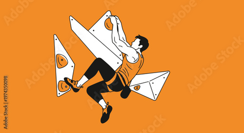 Dynamic Indoor Rock Climbing Illustration Sport Concept