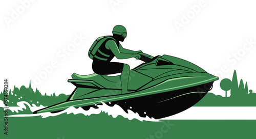 Dynamic Jet Ski Action Illustration Thrilling Water Sport Adventure