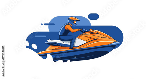 Dynamic Jet Ski Rider Illustration Captures Thrilling Water Sport Action