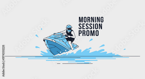 Dynamic Jet Ski Rider In Water Splashes Promotional Graphic
