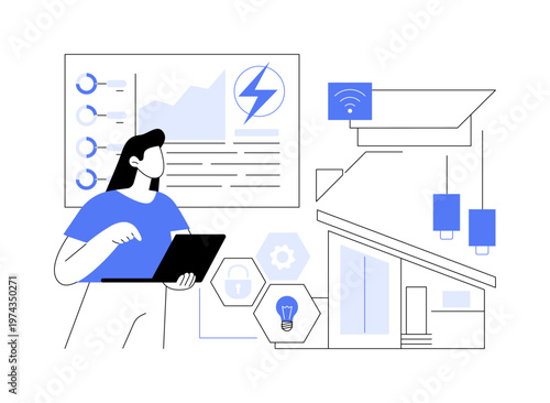 Smart Home Energy Monitoring abstract concept vector illustration.