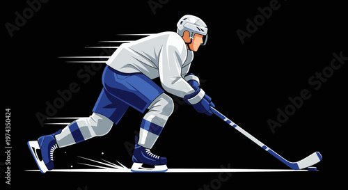 Dynamic Ice Hockey Player In Action Sport Illustration