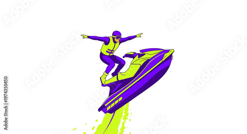Dynamic Jet Ski Rider Performing Aerial Maneuver