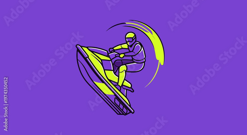 Dynamic Jet Ski Rider Performing A Thrilling Water Sport Maneuver