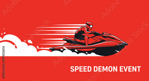 Dynamic Jet Ski Rider Accelerating Through Water Creates Exciting Sport Visual