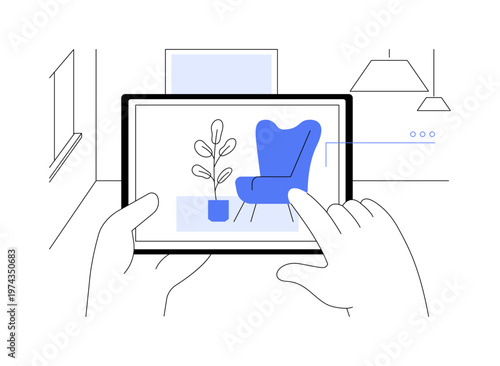 Augmented Reality Home Design abstract concept vector illustration.