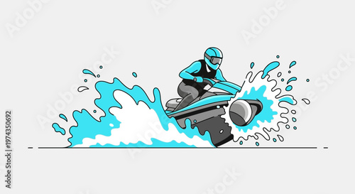 Dynamic Jet Ski Rider Splits Water In Energetic Aquatic Sport Scene