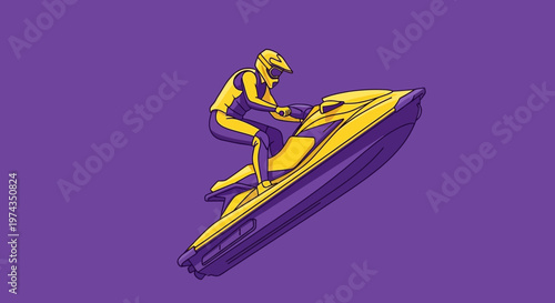 Dynamic Jet Ski Rider Vector Art With Vivid Color Palette
