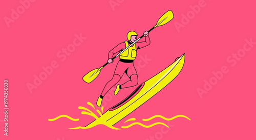 Dynamic Kayaker Embodies Aquatic Adventure and Athleticism