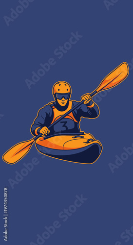 Dynamic Kayaker Navigating Thrilling Whitewater Rapids Adventure