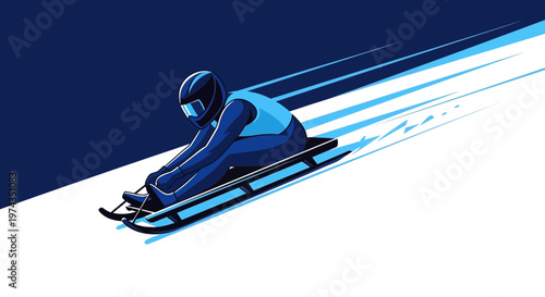 Dynamic Luge Rider In Full Speed Motion Abstract Design