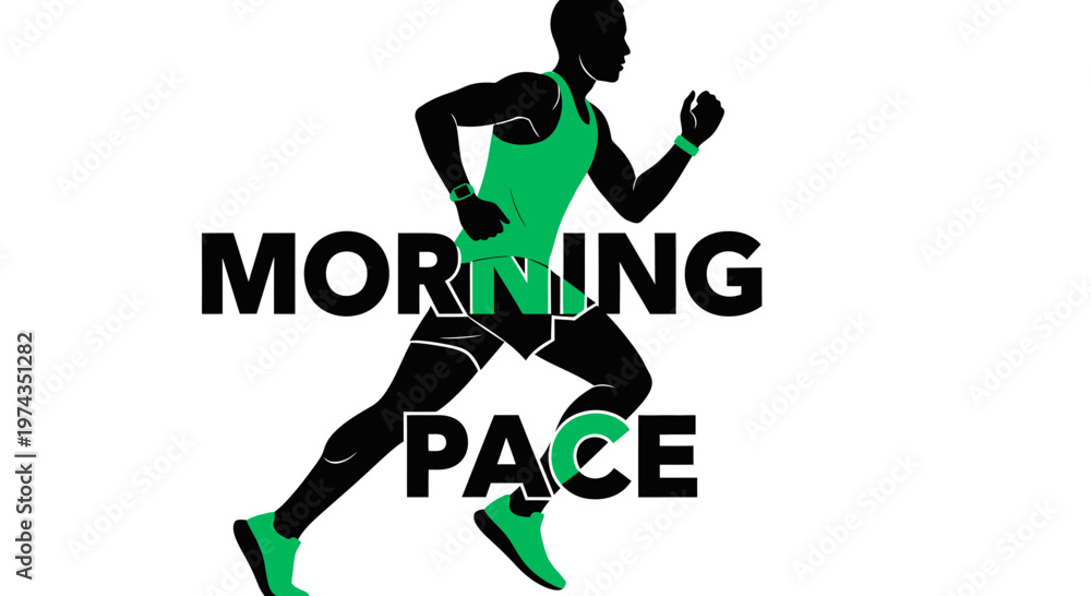 Obraz premium Dynamic Morning Run Silhouette Graphic With Bold Text