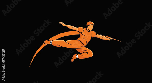Dynamic Martial Artist Action Pose With Stick