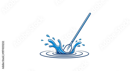 Dynamic Mop Cleans Water Splash With Ripples Abstract Graphic Art