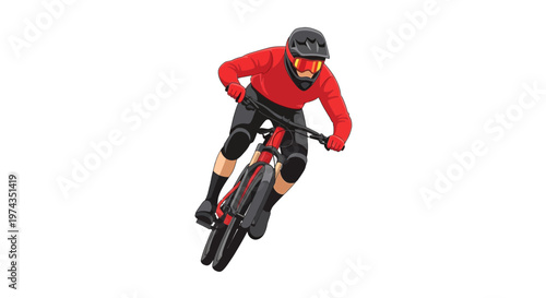 Dynamic Mountain Biker Descends Steep Trail With Speed And Agility