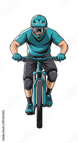 Dynamic Mountain Biker Extreme Sport Adventure Rider
