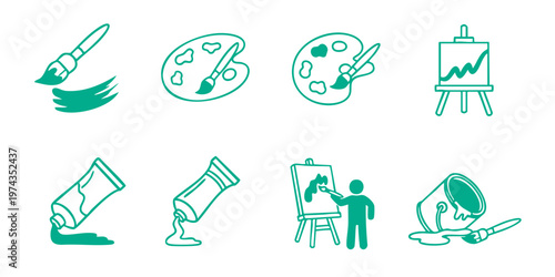 The artist's tools and equipment for creating paintings on an easel