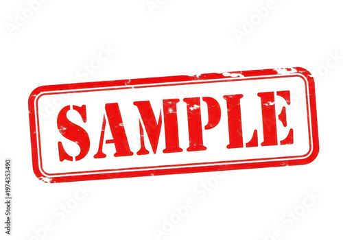 Red grunge sample rubber stamp mark for documents and business, isolated on transparent cutout Stamp png.