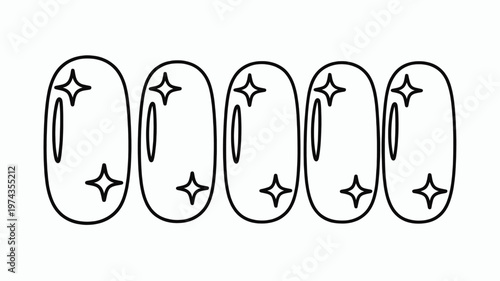 Star nail art outline manicure beauty hand care vector illustration