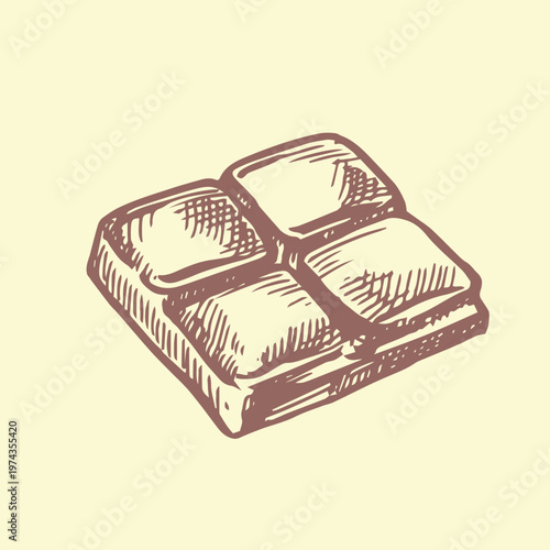 bar of chocolate. vector illustration in vintage sketch style