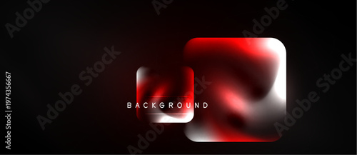 Abstract fluid shapes, red gradients, dark background. Modern design element, glowing effect, simple composition.