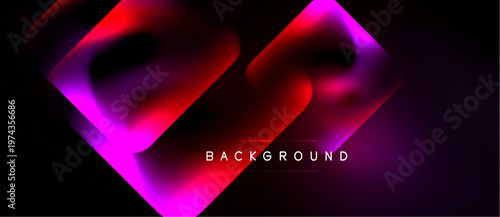 Abstract vibrant shapes overlap, creating dynamic gradients. Pink, red, purple hues dominate dark background. Text reads BACKGROUND.
