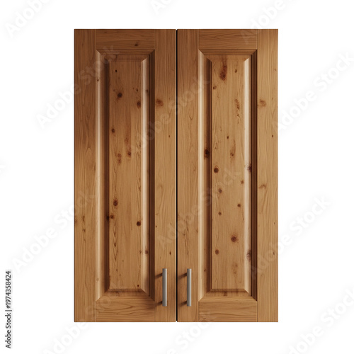 Wooden kitchen cabinet doors isolated on transparent background