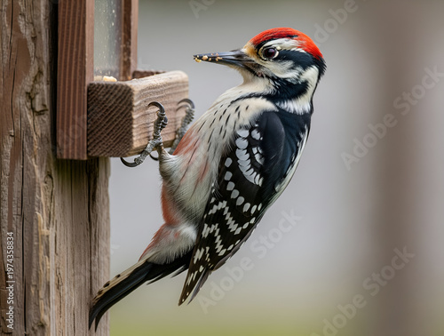 Woodpecker Bird Climbing Tree Trunk Wildlife Detail Closeup