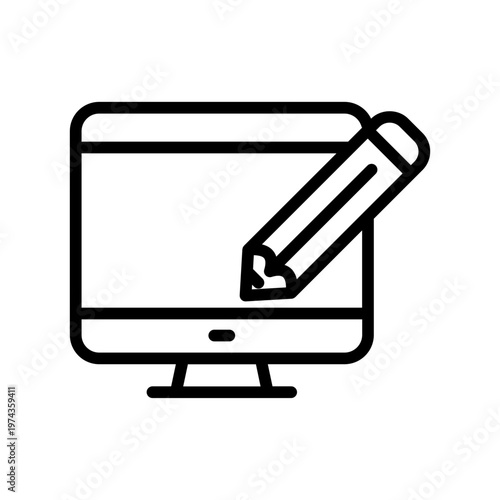 Monitor and pencil icon