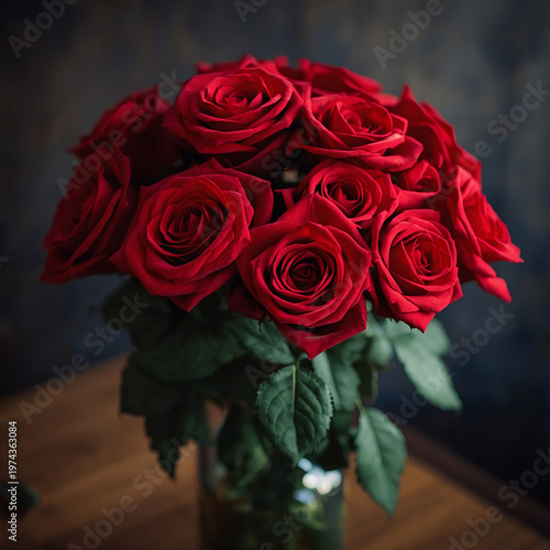 red roses in a glass vase