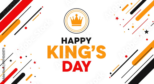 Happy Kings Day celebration with crown and abstract graphic elements image