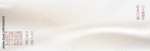 Light tan gradient with scribbles graphic. Elegant pearl wave and luxury pastel template. Abstract taupe and silky tone with folk scribble and naive mark. Smooth nude colors vector illustration.