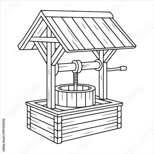 A well with a wooden structure and a roof