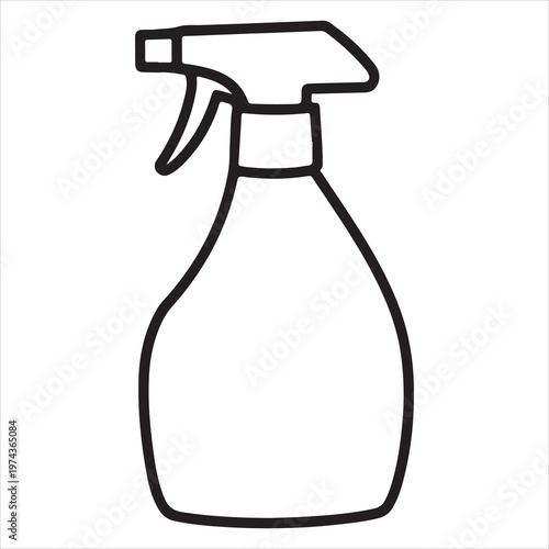 A black line drawing of a spray bottle