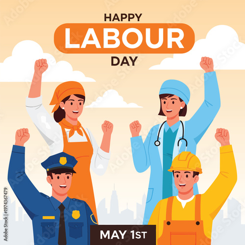 Happy labour day illustration celebrating workers and their contributions