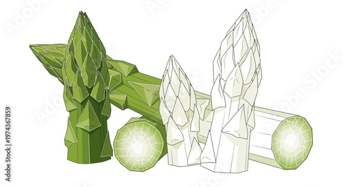 Asparagus spears and bulbs closeup.