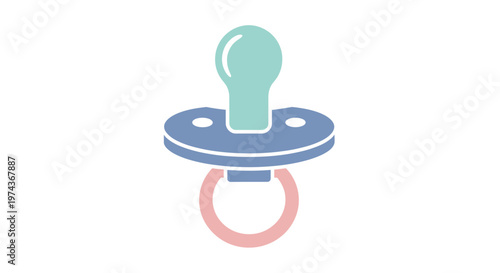 Baby pacifier with pink ring.