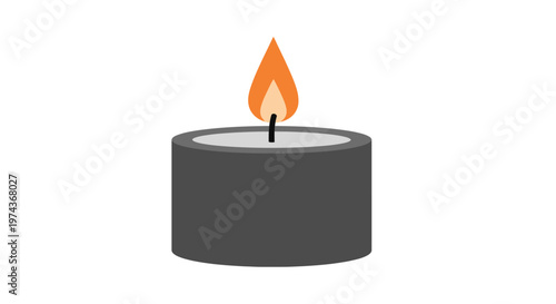 Black candle with burning flame.