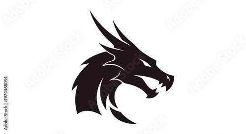 Black dragon head silhouette logo.