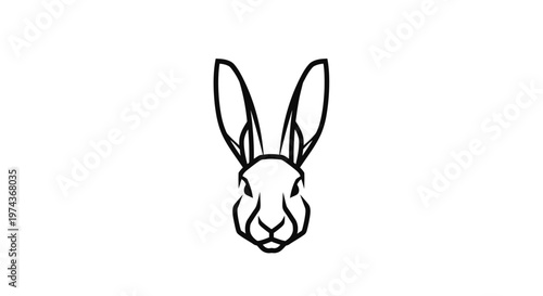 Black line art rabbit face portrait.
