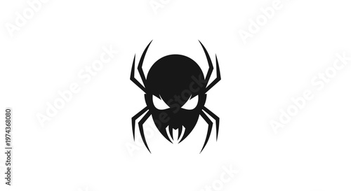 Black spider logo with eyes.