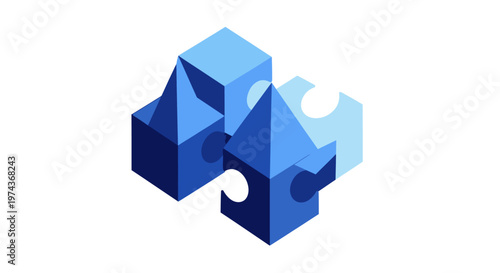 Blue puzzle pieces fit together.