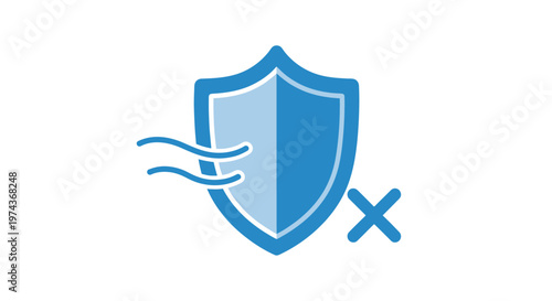 Blue shield with white outline symbol.